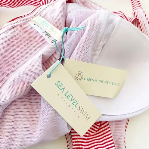 Sea Level Positano Stripe Cross Front One Piece Swimsuit Size 4 NWT White