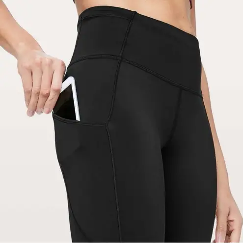 Lululemon  Fast & Free 7/8‎ Tight II 25” Black Nulux Women’s 6 Athletic Leggings