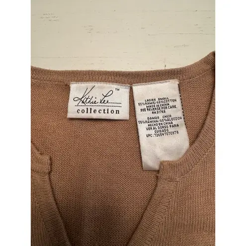 Kathie Lee Collection Vtg Womens S Embroidered Brown Short Sleeve Fall Cardigan