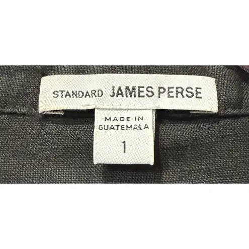 James Perse 100% Linen Shirt Dress Women's Black Short Sleeve 1 Small $350