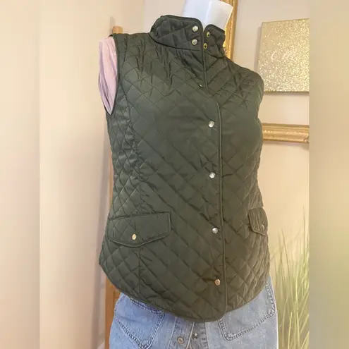 AMICHI Madrid Spain Quilted Green Vest with Gold Buttons Small