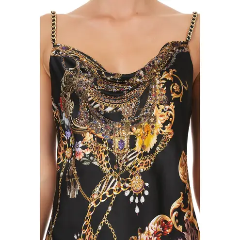 Camilla A Night In The 90s Short Bias Silk Crystal Cowl Neckline Slip Mini Dress