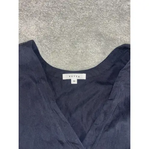 Vetta Capsule Wardrobe Girlfriend Button Down Navy Tencel Shirt | XS