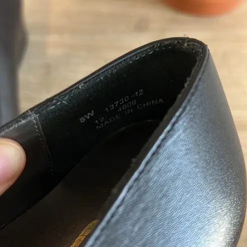 Drew Black Leather Slip On Chunky Heel Loafer, 8