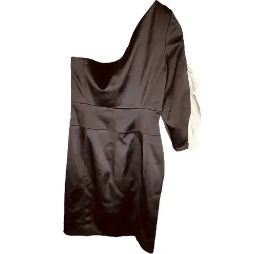 Karen Millen Ruffle One Shoulder Satin Mini Dress