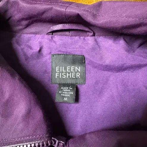 Eileen Fisher  Purple Funnel Neck Cotton Nylon Vest Full Zip Size Medium