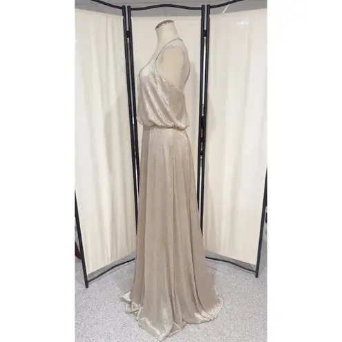 Hayley Paige Occasions  Women's Gold Metallic Bridesmaid Gown Dress Size 10, 5953