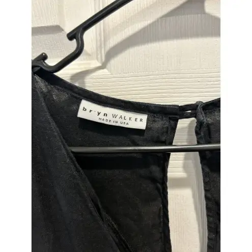 Bryn‎ Walker 100% LINEN JUMPSUIT Size Large Cinched Waist Short Sleeve Black