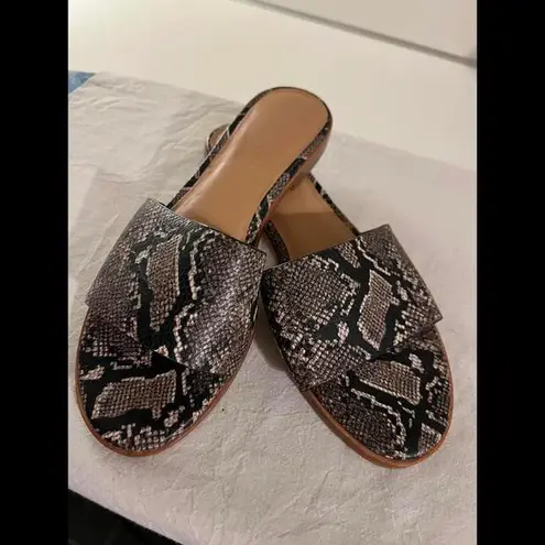 Halston Snake Print Slide Sandals