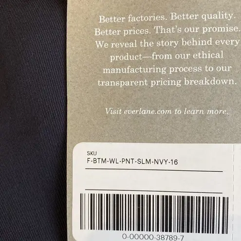 Everlane  navy blue wool Italian go weave crop trouser pants 16 NWT thumbnail 7