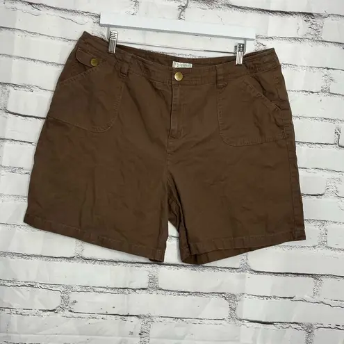 Christopher & Banks Brown Utility Cargo Shorts Women’s 16 Mid Rise 100% Cotton