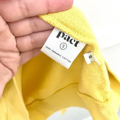 Pact Organic Cotton Essential Crew Neck Sweatshirt Yellow Raglan Sleeves Size S