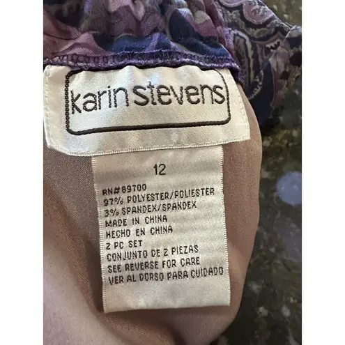 Karin Stevens Vintage Floral Paisley Midi Skirt Vamp Whimsigoth Witchy Sz 12 Elastic Waist