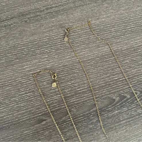 Gorjana Fancy Horn Charm Necklace Duo Layering Long Short Set 18K Gold Plated