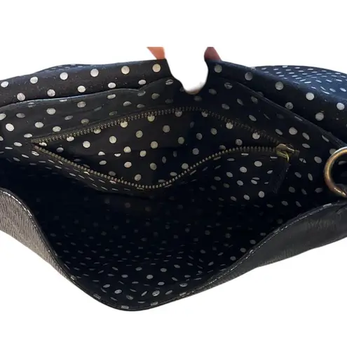 Moschino Black Leather shoulder bag with 3D Flower and ruffle accents