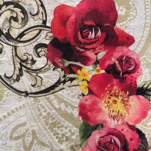 CACHE Floral Leopard Print Embellished Scoop Neck T