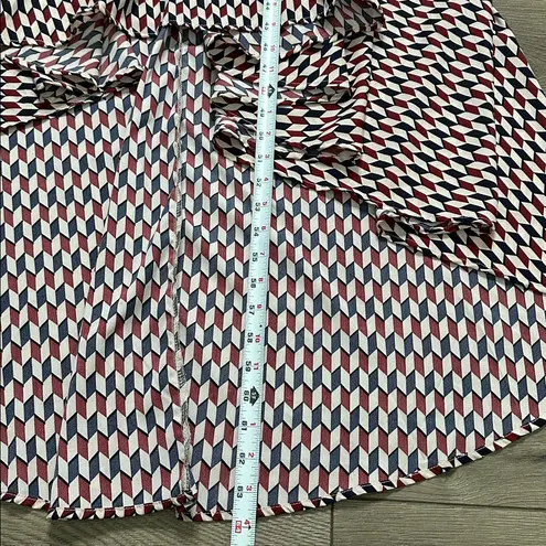 Mulla High Low Ruffle Cut Out Maxi Dress Red Black Geometric Size Medium