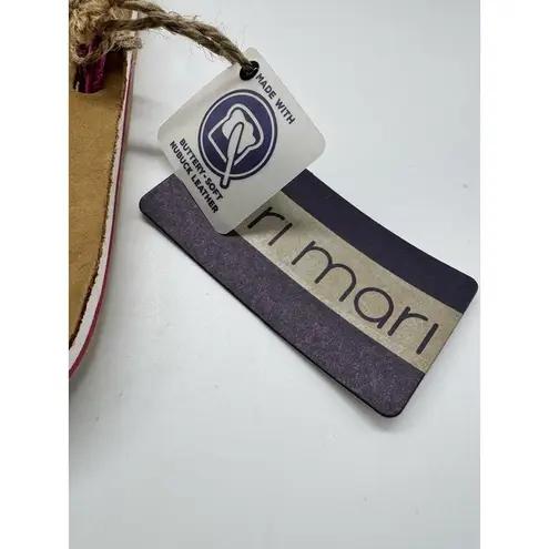 NWOB Hari Mari Womens Flip Flops Thong Slip On Scouts II Berry/Tan Leather Red Size 8