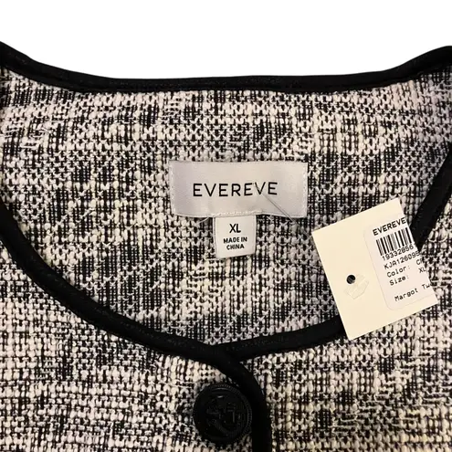 Evereve Margo Short-sleeve Black and White Tweed Jacket-size Large
