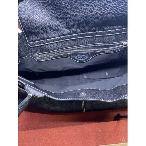 Tod's Drawstring Black Leather Shoulder Bag