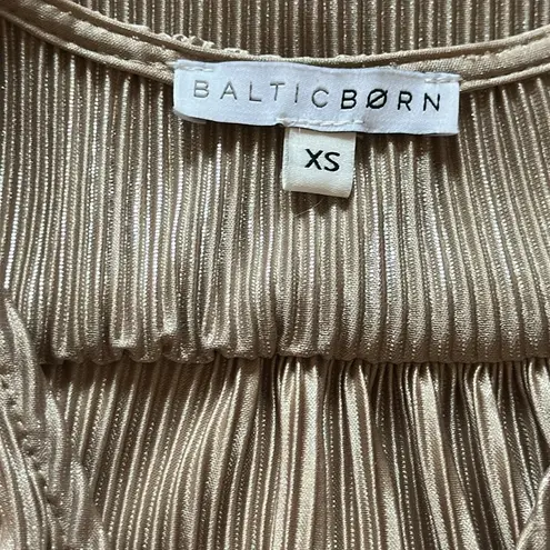 Baltic Born  Athena Pleated Maxi Dress Metallic Gold Long Gown Size XS Bridesmaid