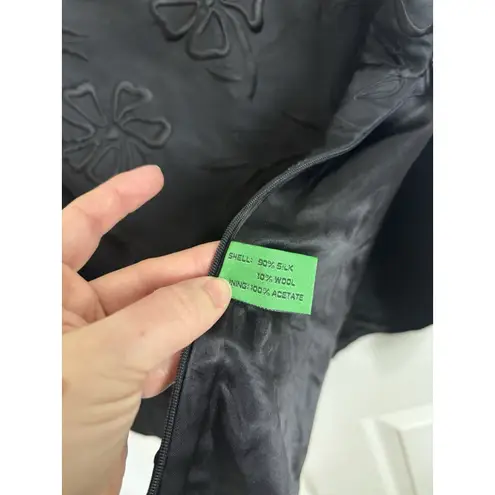 Tibi  Silk Wool Blend Black Sleeveless Floral Embroidered Top Size 12 Classic - Image 4