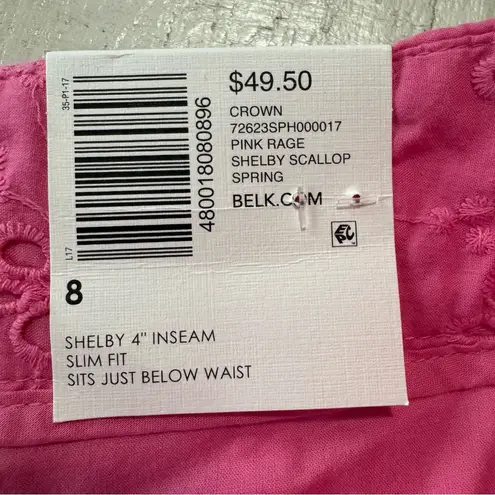 Crown & Ivy Crown‎ & Ivy Shelby Scalloped Shorts NWT size 8 Pink Rage Eyelet 4” Inseam