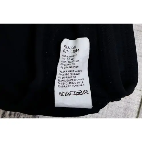 Mossimo Solid Stripe Black White Halter Swim Top Bikini 2pc Swimsuit sz MEDIUM