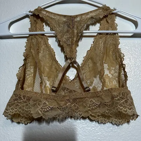 Savage X Fenty Floral Lace Bralette Racerback Wireless Pullover Brown Small