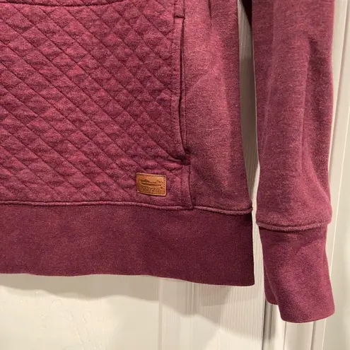 L.L. Bean Size XS Burgundy Quilted Mock Neck Quarter Zip Sweatshirt Leather Pull Red
