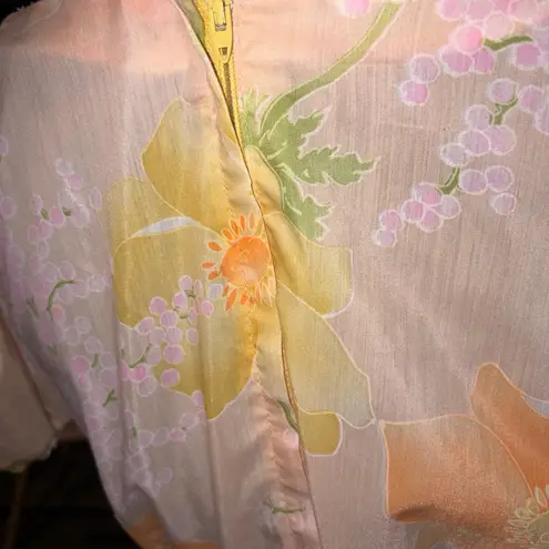 1950’s Floral Puff Sleeve Dress with Green Belt Orange Size undefined