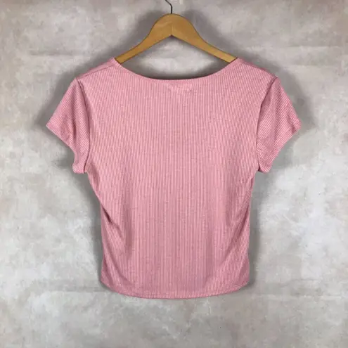 Ultra Flirt Coral V-neck Crop Top NEW Size LARGE