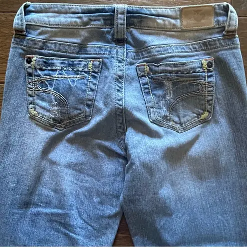 Sneak Peek Light Wash Denim Skinny Jeans With Stretch Light Distressing, Size 5