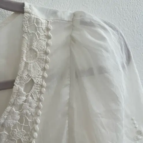 Gracia NWOT Embroidered Lace SILK Dress MEDIUM White Vintage Cottagecore