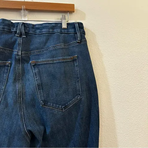 Good American  Women's Good Legs Cropped Mini Boot Mid Rise Jeans Size 16 Indigo