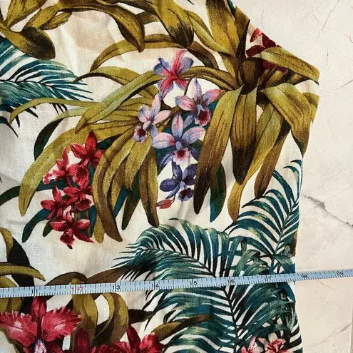 Tommy Bahama  Linen Blend Halter Dress Sundress Tropical Floral Tie Neck Size M