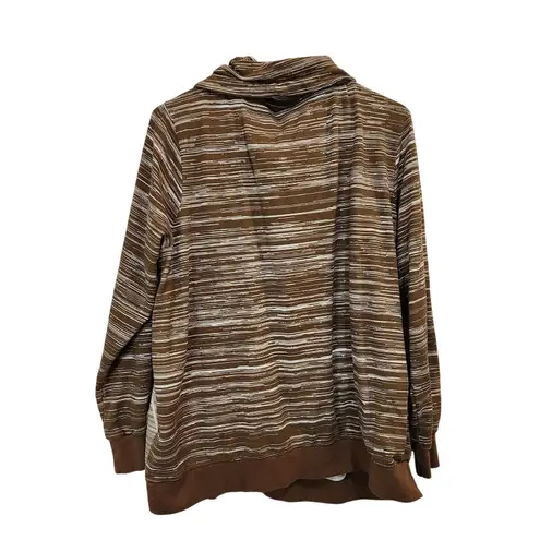 Collection L Long Sleeve Pullover Cowl Neck Sweatshirt Brown Athleisure Size 18