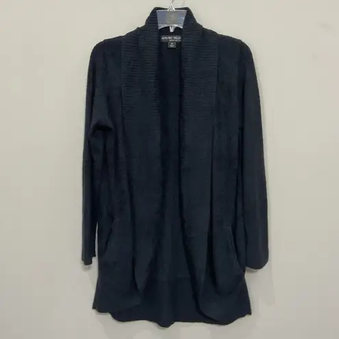 Barefoot Dreams Black Cardigan Bamboo Chic Lite Open Front Sz M Cozy Soft Drape