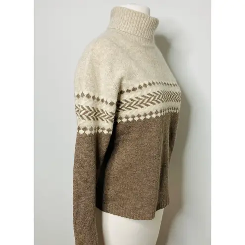 Embassy Row Petites Fair Isle Sweater Warm Neutral Wool Angora Turtleneck Sz PS - Image 3