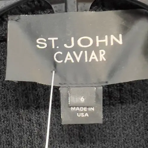 St. John Caviar Santana Knit Blazer Jacket Women 6 Black Button Pockets Old Money