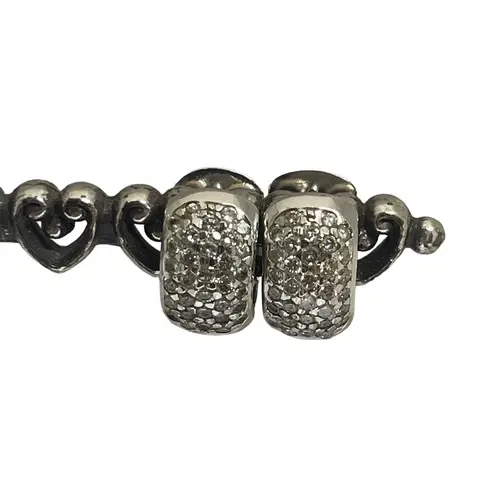 Pavé .8 CT Diamond Hinge Huggies Earrings 𖦹 14K White Gold 𖦹 Post Back Pierced Silver