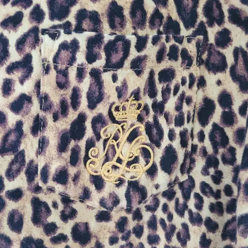 Ralph Lauren Lauren  Leopard Print Satin Pajama Top