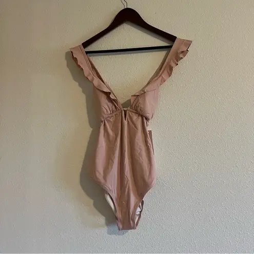 Eberjay MNWT Eberjey Womens Pink Grayson So Solid Ruffle Straps One Piece Swimsuit