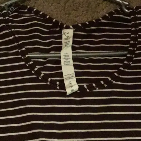 Lululemon  Scoop Neck Soft Rounded Bottom Brown White Striped top