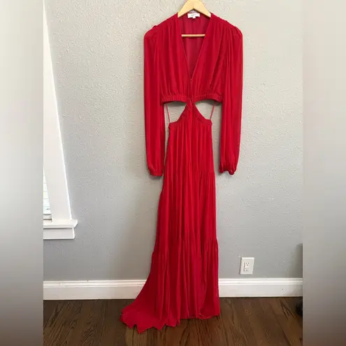 ALC Frank A.L.C. Isabelle Cut Out Silk Maxi Dress in Garnet Red Size 12