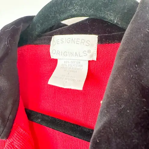 Designers Originals | 1990s Red Corduroy Collared Holiday Cardigan Sweater Size M