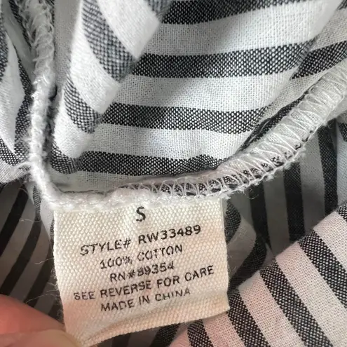 Ultra Flirt Striped Ruched Sleeves Tie-Back Top Size S