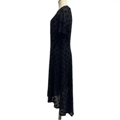 City Chic Plus Size Spot Flock Black Mesh Hi Low Midi Size 14 NWT