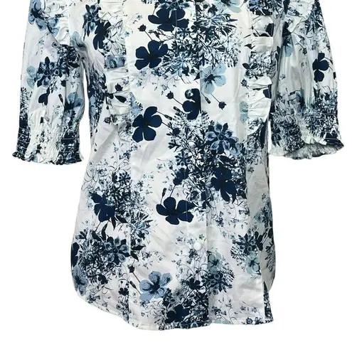 Universal Standard Erdem Kalina Floral Ruffle Shirt Size XS Button Up