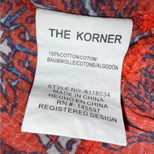 The Korner Size XS Red Floral Print Ruffle Short Sleeve Babydoll Top Blouse